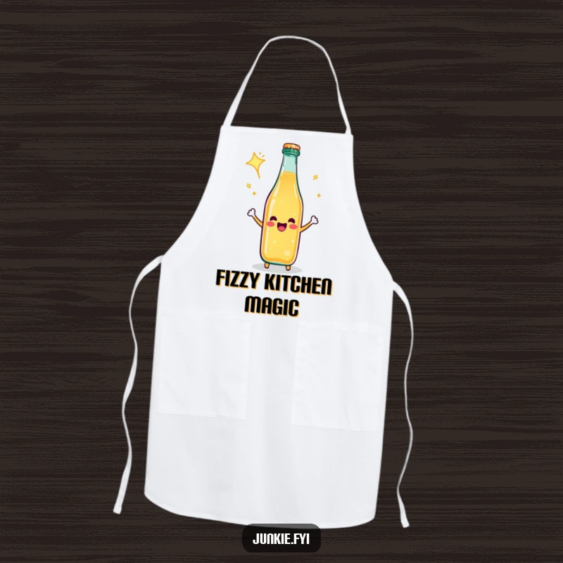 Funny Apron: A happy soda bottle celebrates with a fizzy burst, a cheerful and practical kitchen accessory.
