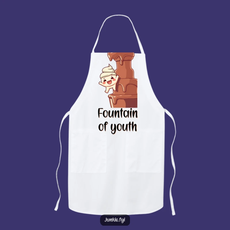 Funny Apron: Foodie Dangles Over Chocolate Fountain, Cook Up Laughs in Style!
