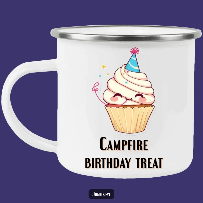 Funny Cupcake Party Camping Mug: Hat Character Enamel Cup, Festive Gift