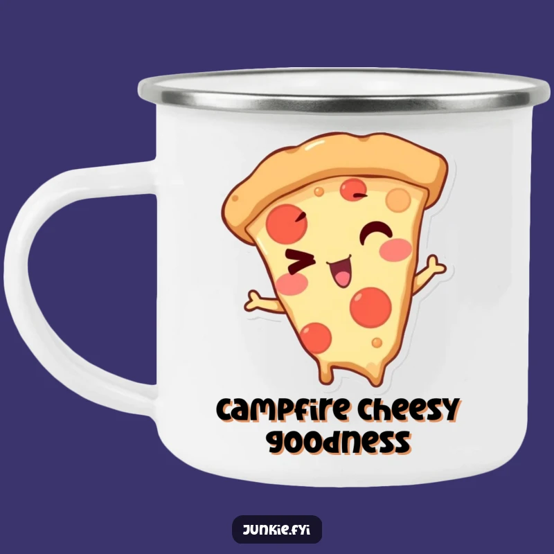 Funny Winking Pizza Slice Camping Mug: Slice Up Your Adventures