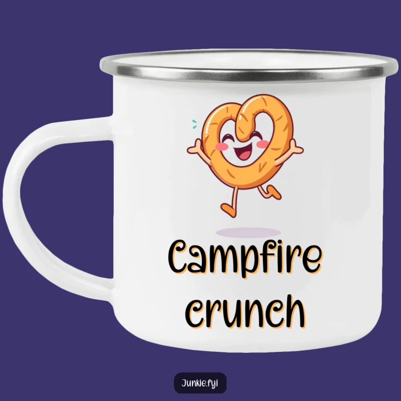 Funny Pretzel Jumping Camping Mug: Salty Outdoor Joyful Fun