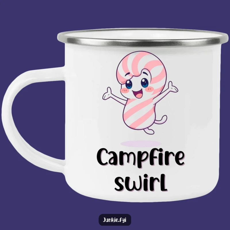 Funny Candy Cane Twirling Camping Mug: Cheerful Holiday Outdoor Fun