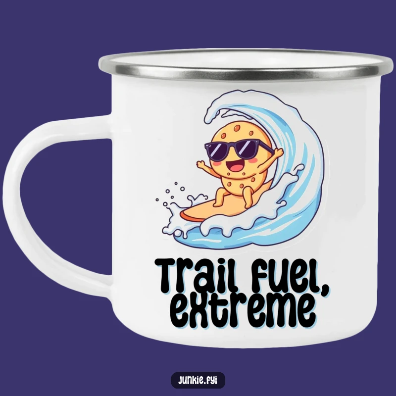 Durable Funny Kawaii Cookie Surfer Camping Mug: Cool Cookie Rides Milk Wave - Outdoor Gift