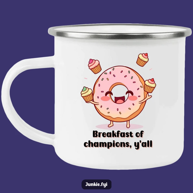 Funny Donut Juggling Cupcakes Camping Mug: Adventure with Sweet, Hilarious Sips