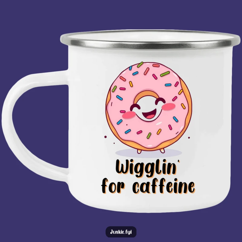 Funny Donut Wiggle Camping Mug: Hilarious Sprinkle Character, Perfect Outdoor Funny Gift
