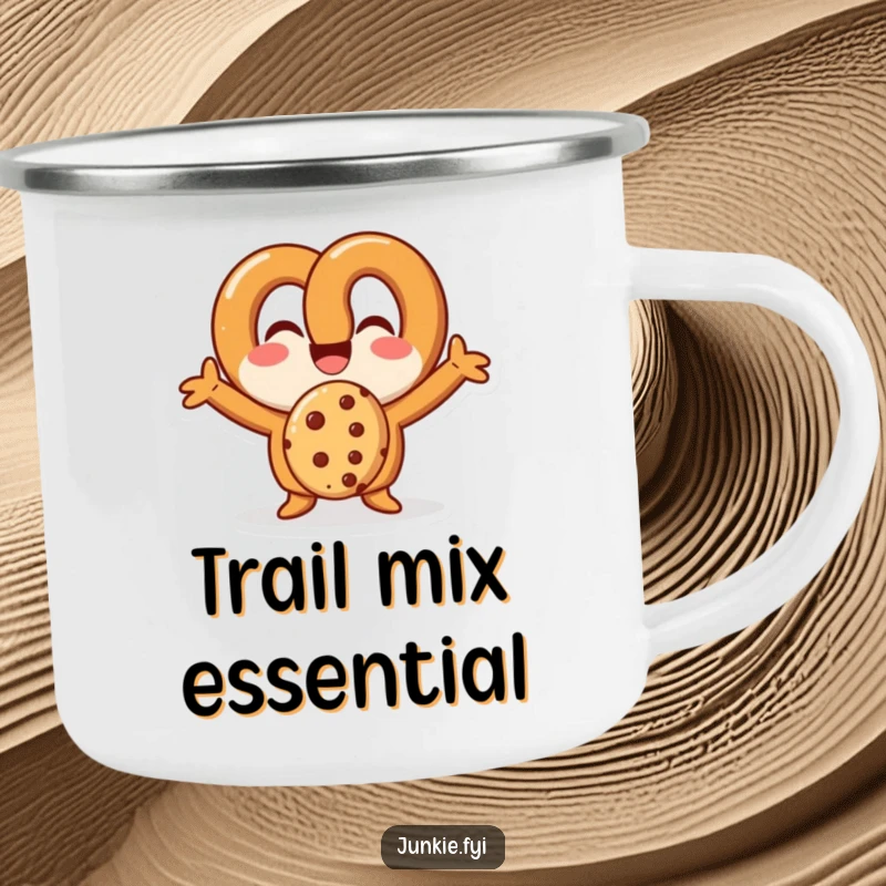 Durable funny pretzel character happily eating a cookie, designed for outdoor use and enjoyment.