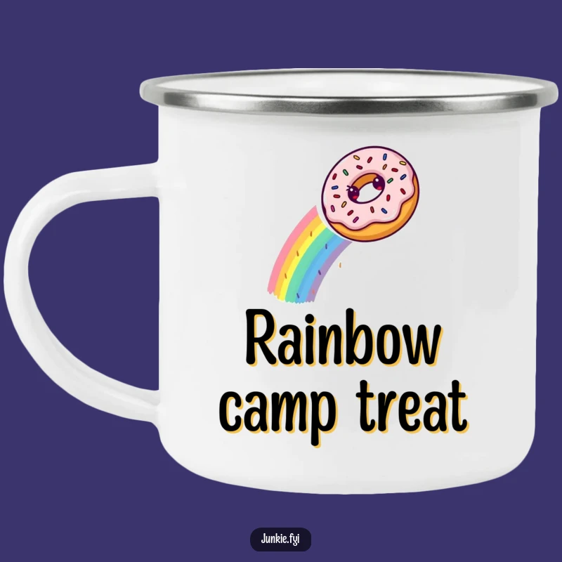 Funny Donut Rainbow Camping Mug: Sweet Sips Under the Stars, Ideal Funny Gift