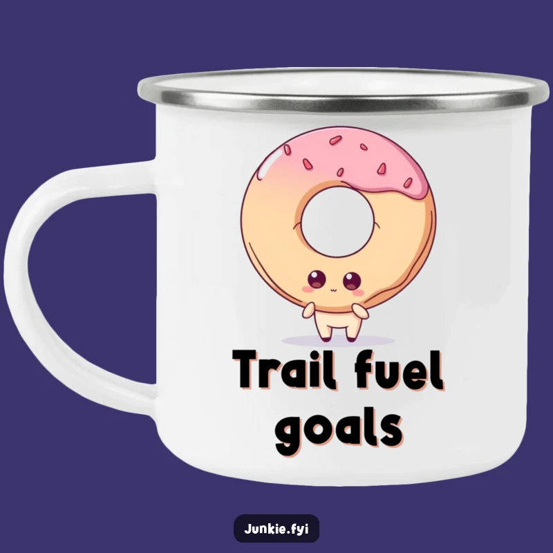Funny Camping Mug: Quirky Foodie Eyes Giant Doughnut, Sip & Smile!