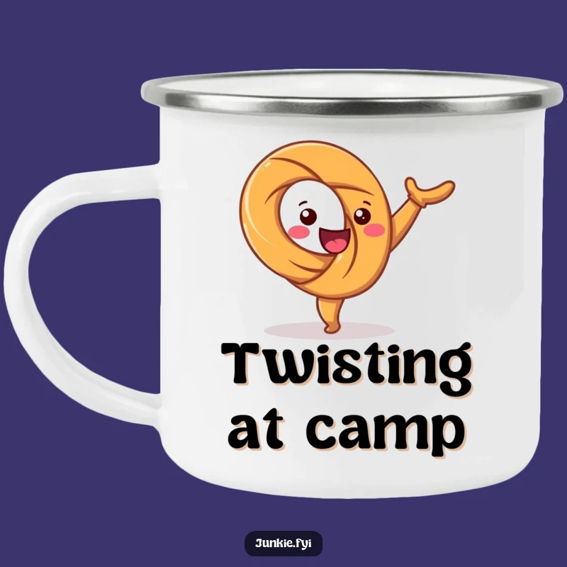Funny Happy Pretzel Cartwheel Camping Mug - Campfire Twists with Every Sip!