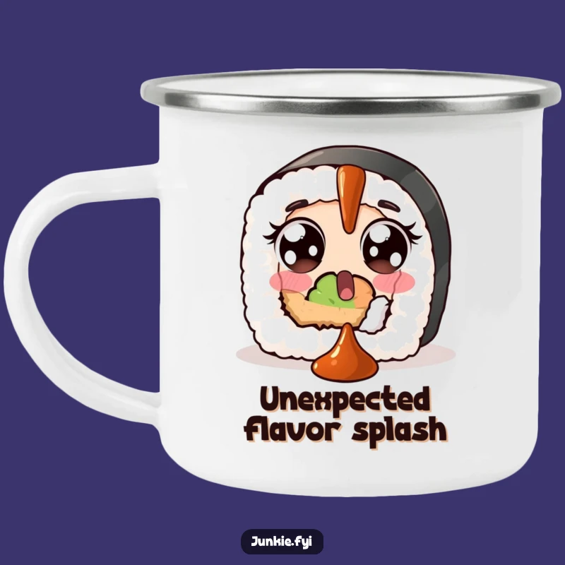 Funny Sushi Soy Sauce Camping Mug: Sip with Surprised Charm
