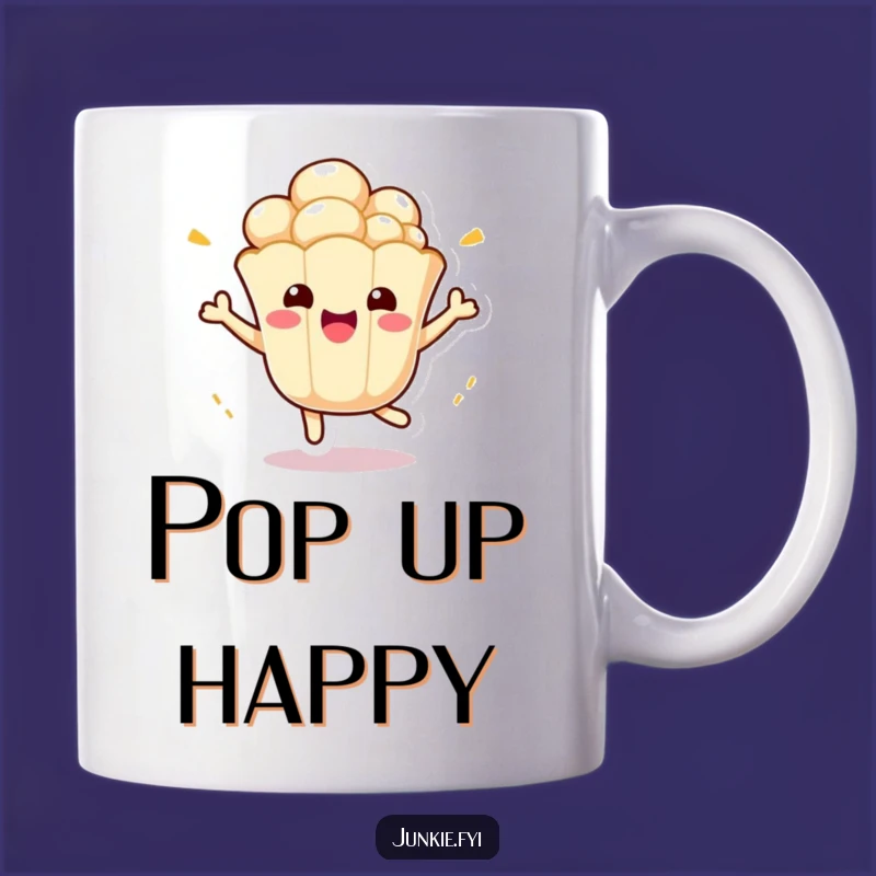 Funny Bouncing Popcorn Mug: Excitable Kawaii Kernel Character, Perfect Humorous Gift!