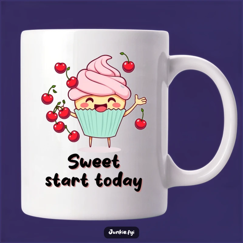 Funny Cupcake Cherry Juggler Mug - Cheerful Character, Perfect Funny Gift