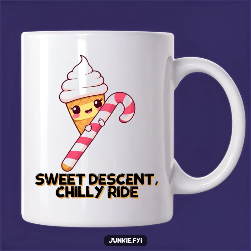 Funny Ice Cream Cone Candy Cane Slide Mug - Hilarious Sweet Treat Gift