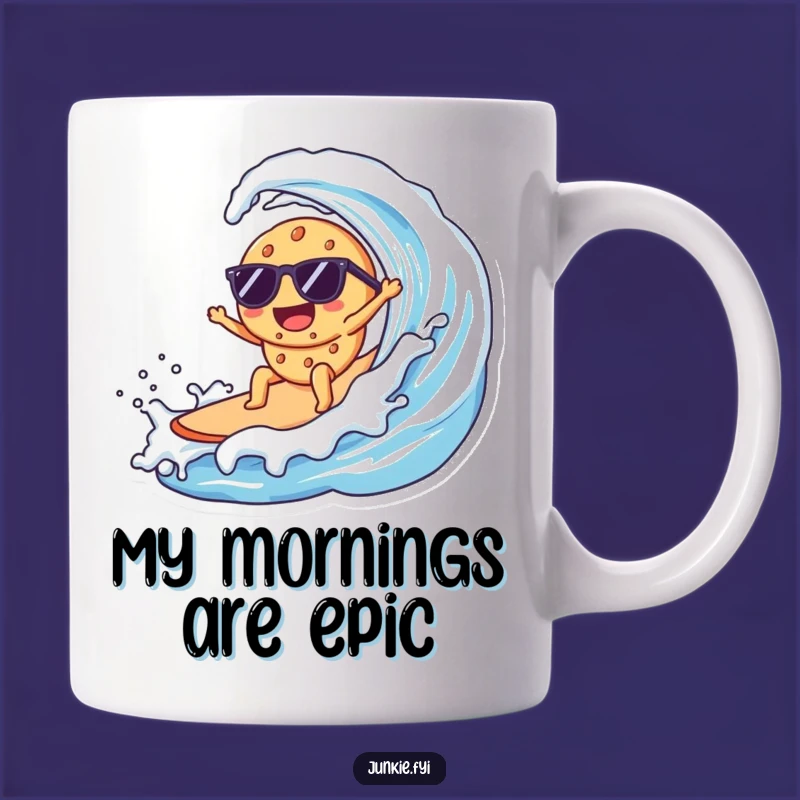 Funny Kawaii Cookie Surfer Mug: Sunglasses Cookie Rides Milk Wave - Awesome Gift