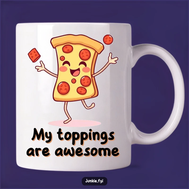 Funny Pizza Juggling Mug: Cheerful Slice Character, Perfect Humorous Gift for Pizza Lovers!