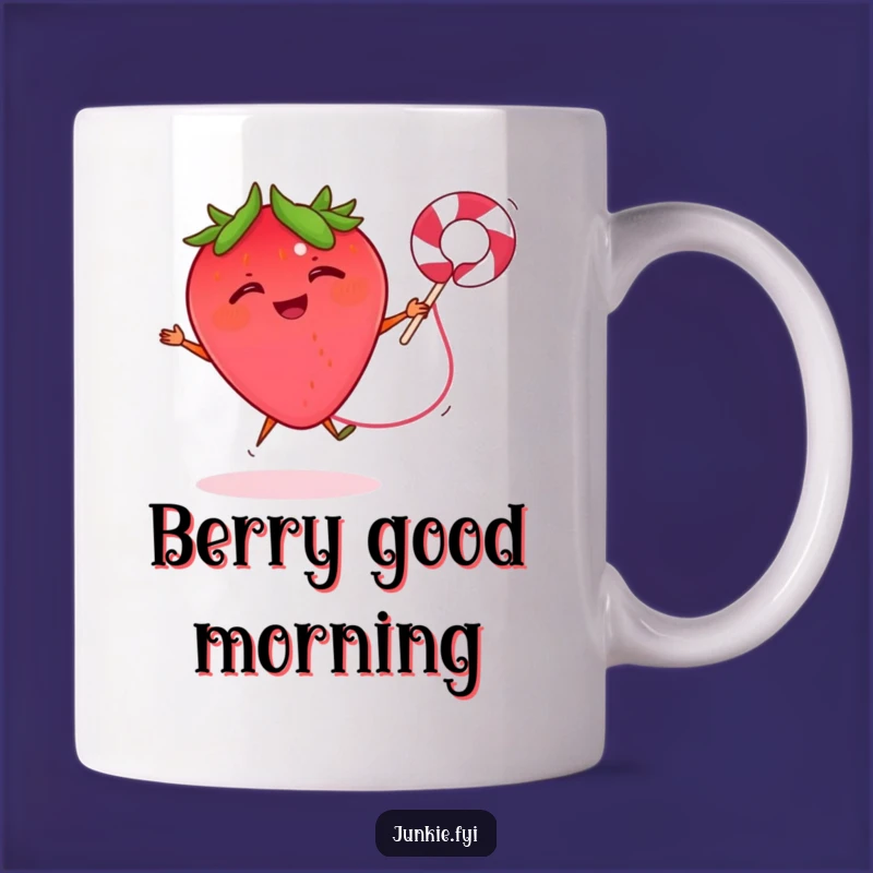 Funny Strawberry Jumping Rope Mug - Playful Fruit Gift for Active People