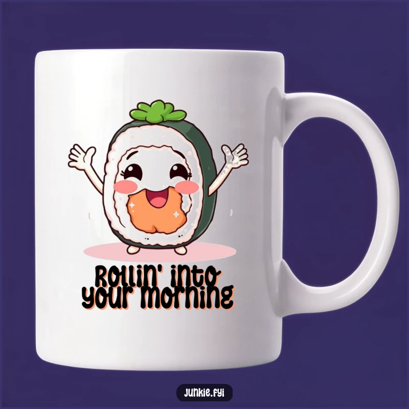 Funny Sushi Shimmy Mug: Smiling Roll Character, Perfect Humorous Gift for Sushi Lovers!