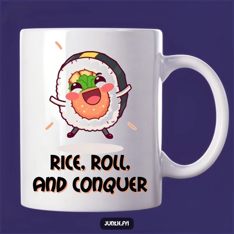Funny Sushi Roll Cartwheel Mug - Hilarious Foodie Gift for a Giggle