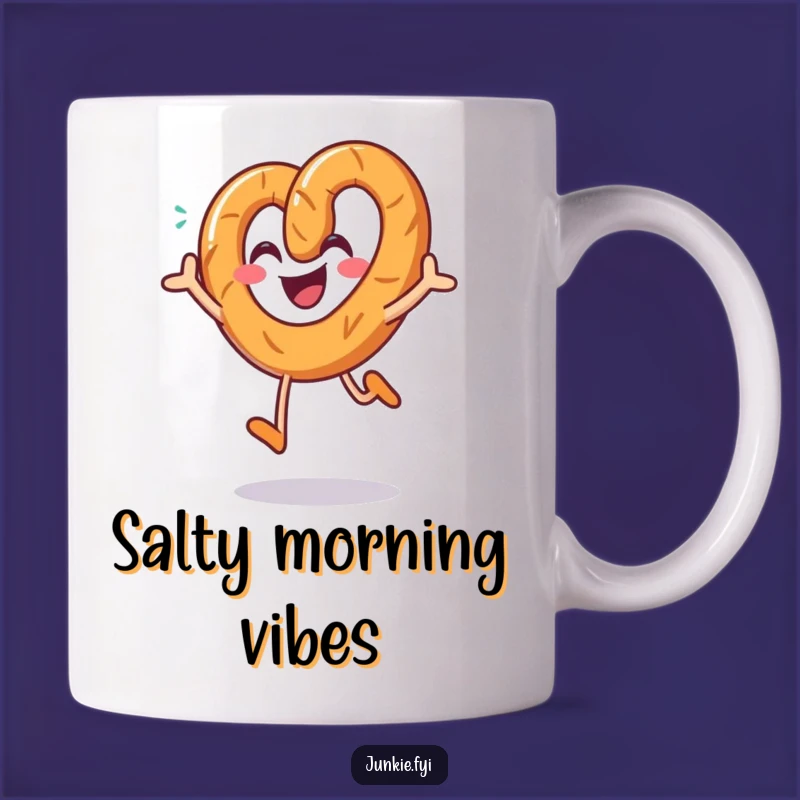 Funny Pretzel Jumping Mug: Salty Joyful Snack Gift for Laughs