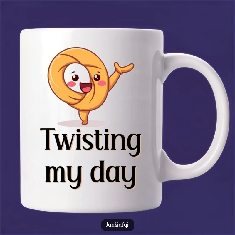 Funny Happy Pretzel Cartwheel Mug - Twist with Joy for Your Hilarious Mornings!