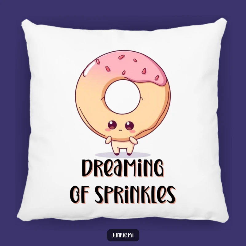 Comforting Funny Pillow: Quirky Foodie Eyes Giant Doughnut, Cozy Hilarious Gift!