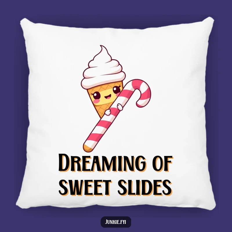 Funny Ice Cream Cone Candy Cane Slide Pillow - Cozy Comical Accent