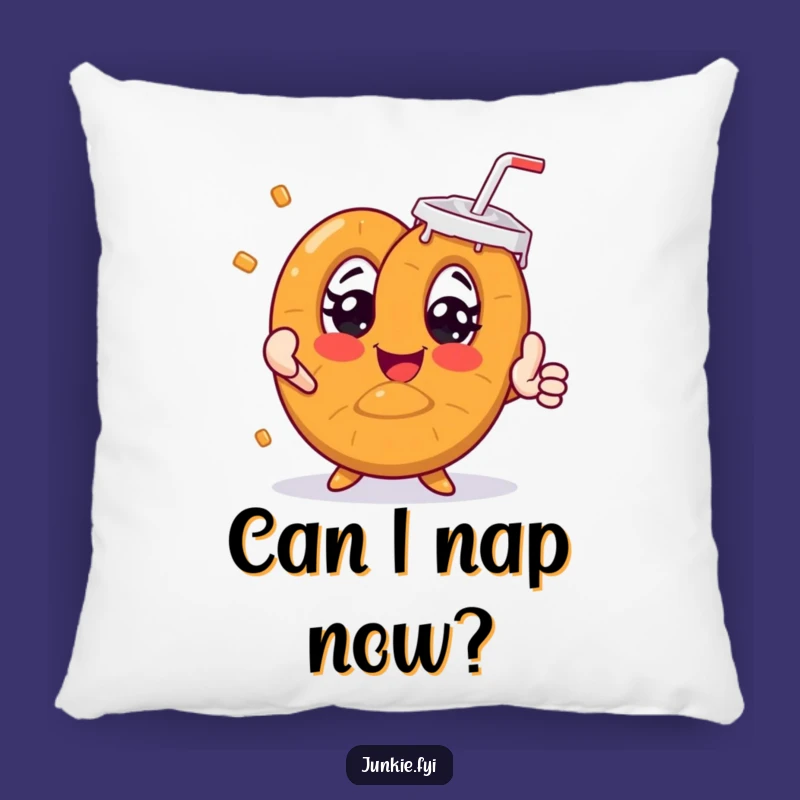 Funny Pretzel Couch Pillow - Cozy Comfort with a Soda Craving Twist