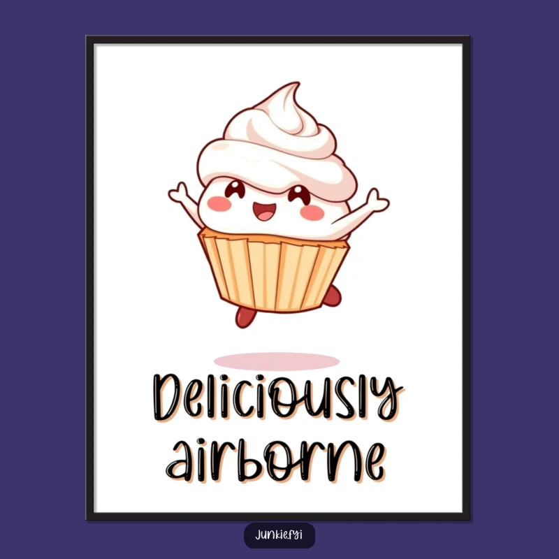 Funny Cupcake Leap Digital Art: Frosting Flying Sweet Print