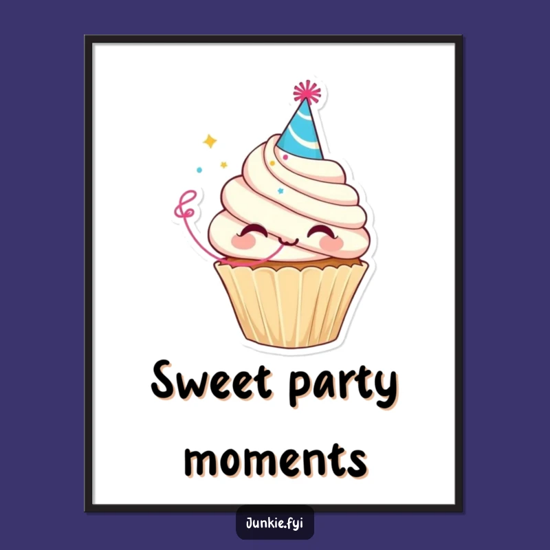 Funny Cupcake Party Digital Art: Delighted Character Download, Festive Gift