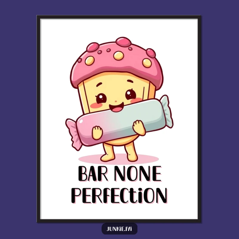 Funny Digital Art Print: Happy Foodie Holds Giant Candy Bar, Instant Sweet Decor!