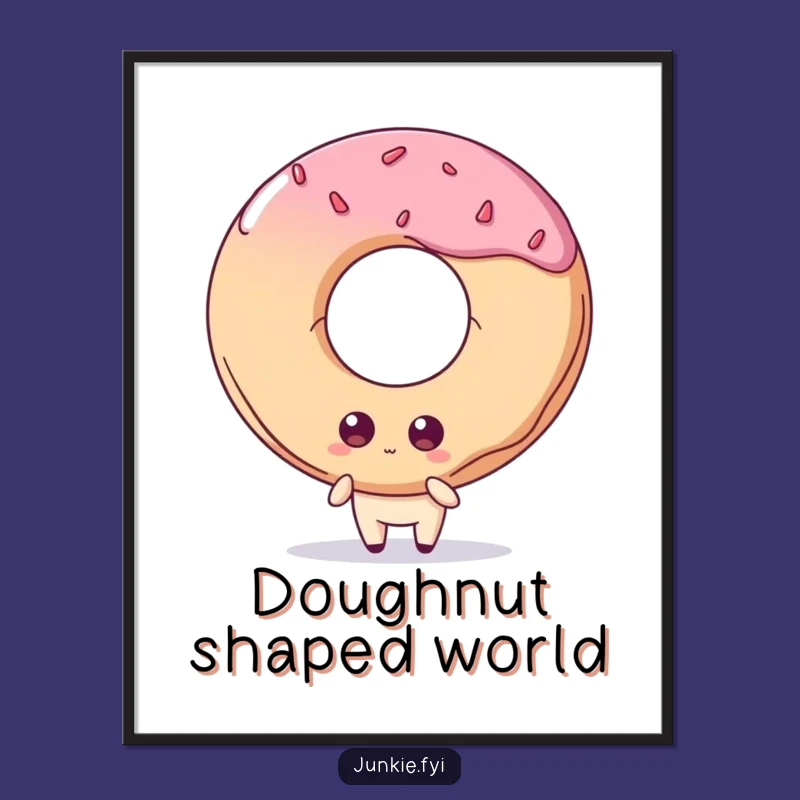 Funny Digital Art Print: Quirky Foodie Eyes Giant Doughnut, Instant Sweet Decor!