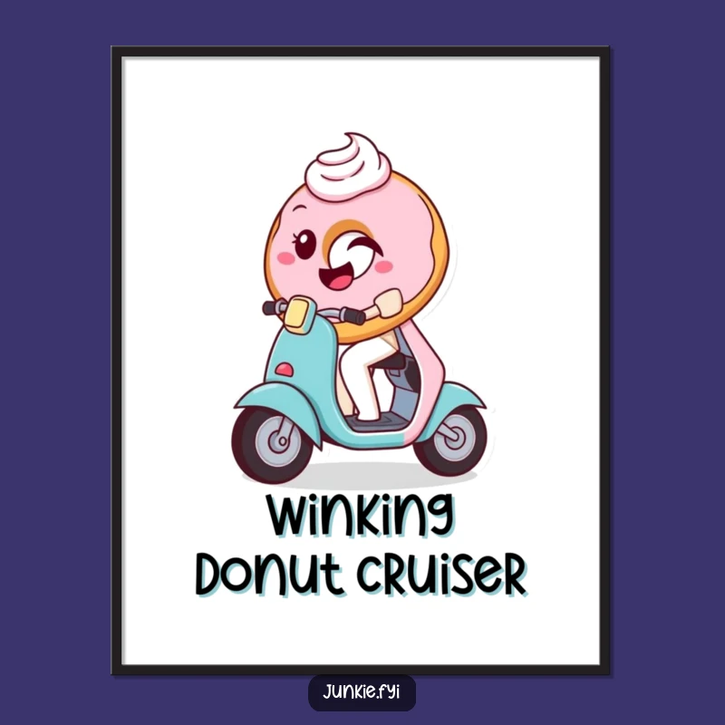 Funny Donut Scooter Digital Art: Instant Pastry Cheer, Perfect Humorous Gift for Homes!