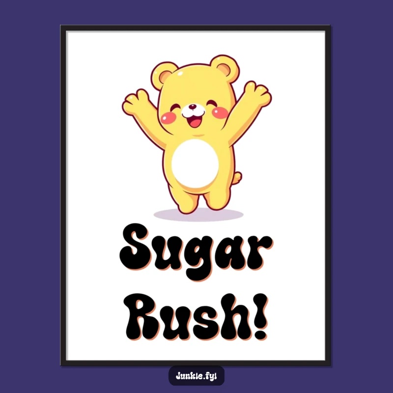 Funny Gummy Bear Cartwheel Digital Art: Joyful Acrobat Print