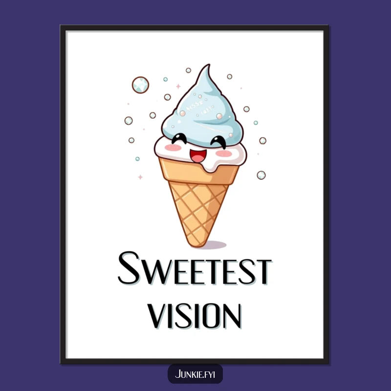 Funny Ice Cream Cone Digital Art - Shimmering Sugar Crystals, Instant Funny Gift!