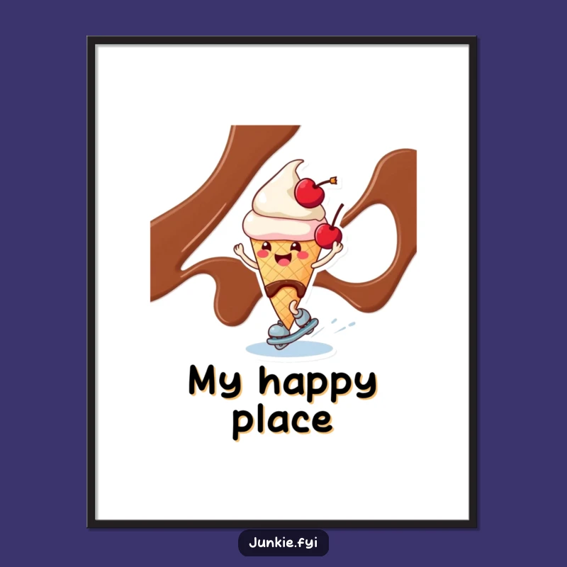 Funny Ice Cream Skating Digital Print: Instant Cool Dessert Art