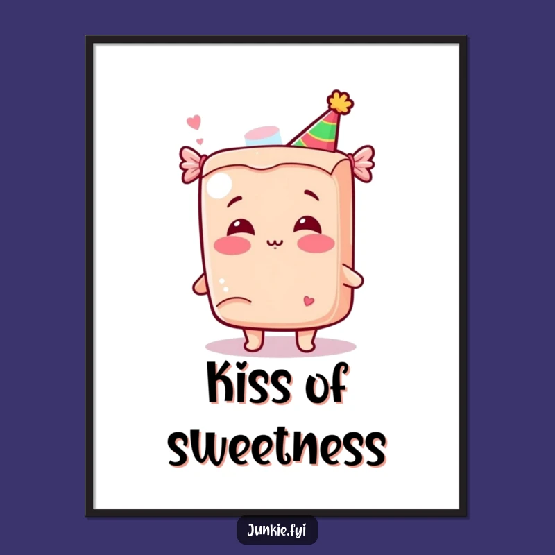 Funny Kawaii Candy Kiss Digital Art: Instant Download, Sweet & Humorous Decor, Unique Funny Gift!