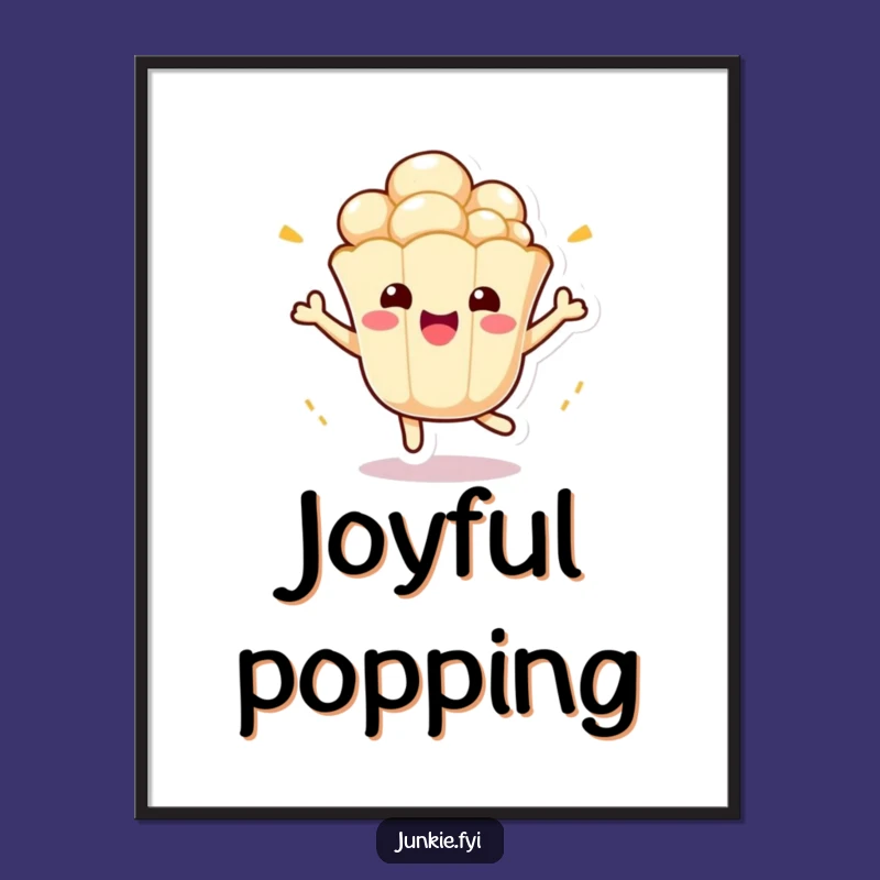 Funny Kawaii Popcorn Digital Art: Instant Download, Energetic Humorous Decor, Unique Funny Gift!