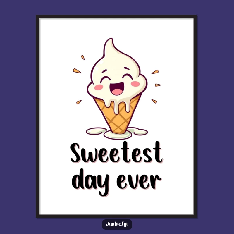 Funny Melting Ice Cream Cone Digital Art: Instant Sweetness for Your Walls
