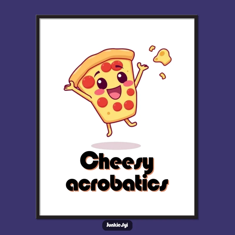 Funny Pizza Digital Art: Instant Download of Cheesy Cartwheel Fun