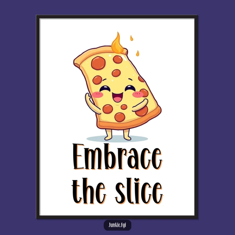 Funny Pizza Embrace Digital Art Print: Joyful Food Art, A Delicious Funny Gift