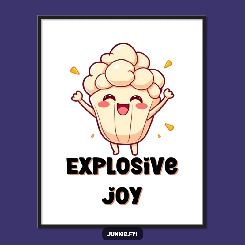 Funny Popcorn Joy Digital Print - Energetic Kernel Art, Instant Funny Gift Download