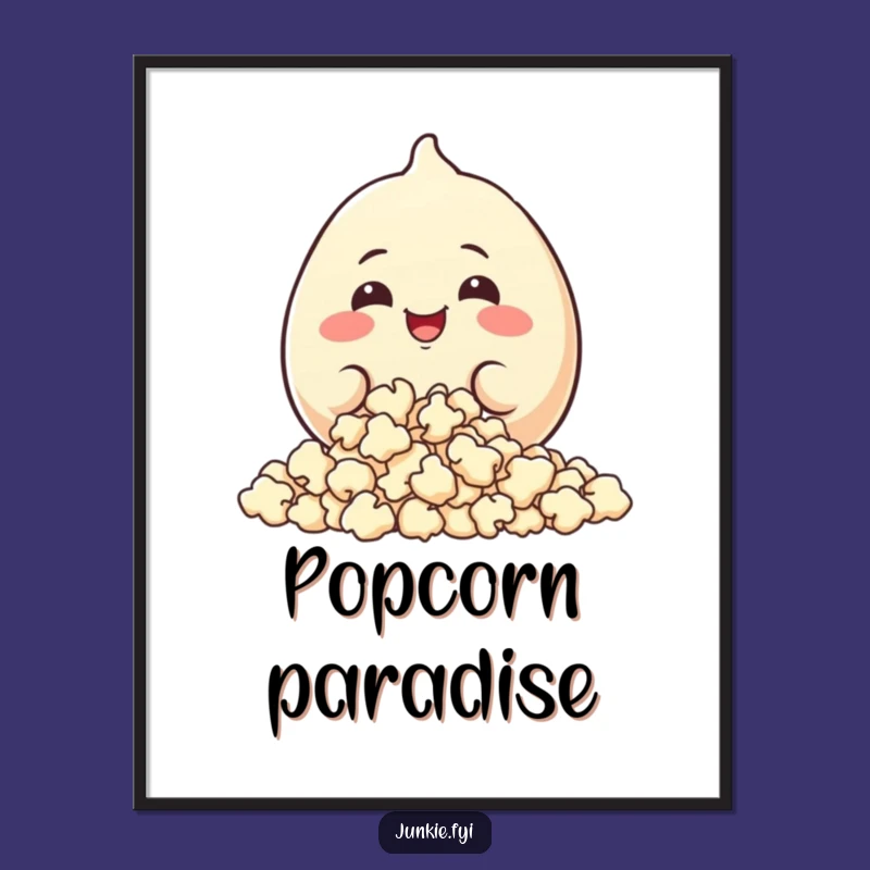 Funny Popcorn Muncher Digital Art Print: Cheerful Snack Art, A Delicious Funny Gift