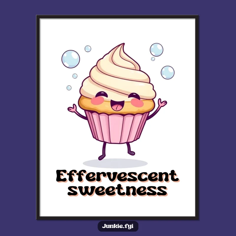 Funny Spunky Cupcake Bubble Digital Art - Instant Cheerful Print