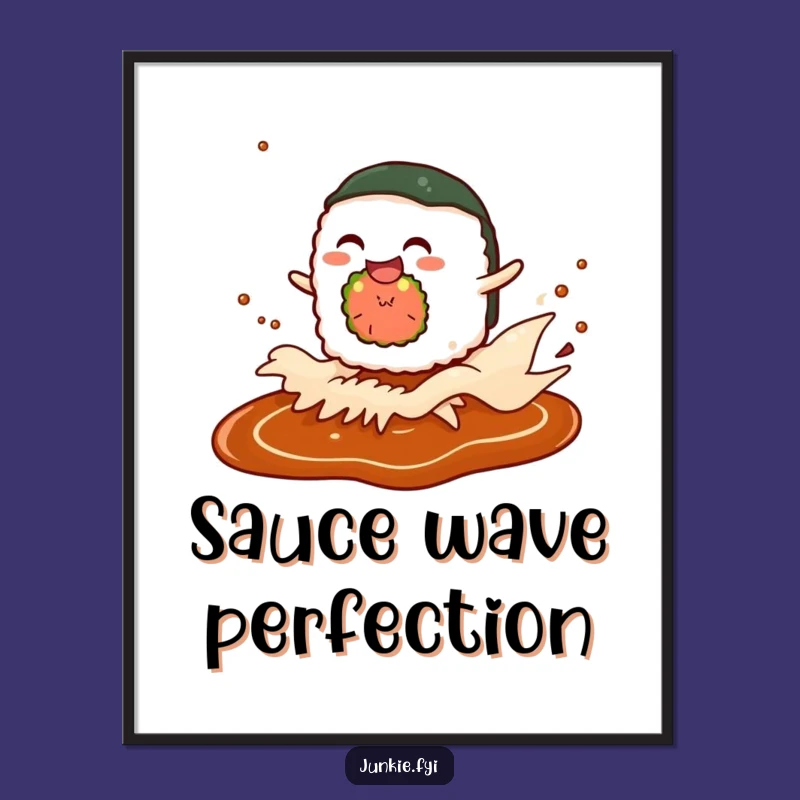 Funny Sushi Wave Digital Art: Giggling Character Download, Foodie Gift
