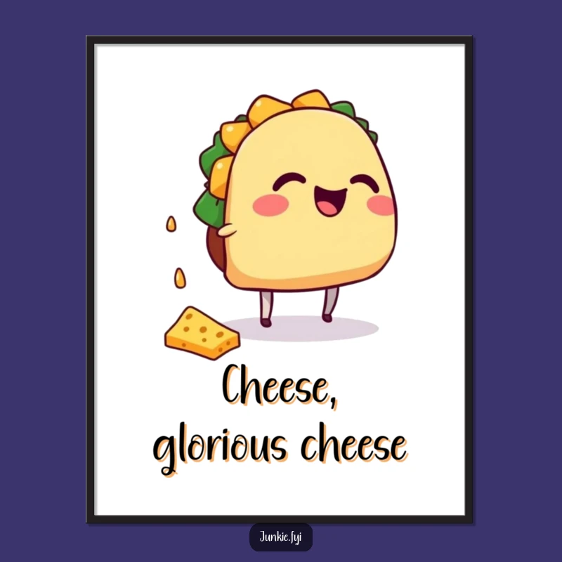Funny Taco Digital Art Print - Instant Mexican Food Humor Decor