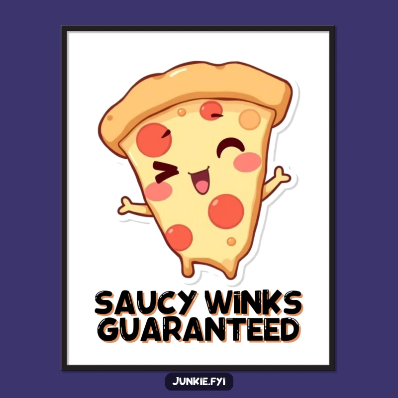 Funny Winking Pizza Slice Digital Art: Instant Playful Decor for Walls