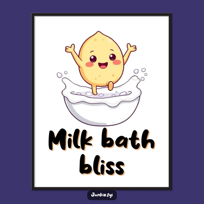 Funny Food Bath Art Print: Gleeful Joy, Whimsical Digital Gift
