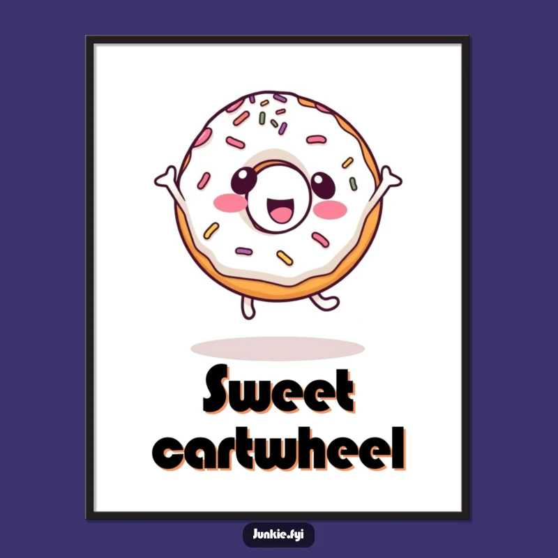 Digital Funny Kawaii Donut Art Print, instant sweetness, a delightful funny gift.