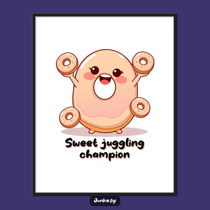 Funny Jelly Donut Juggling Digital Art - Instant Dessert Joy Print Gift