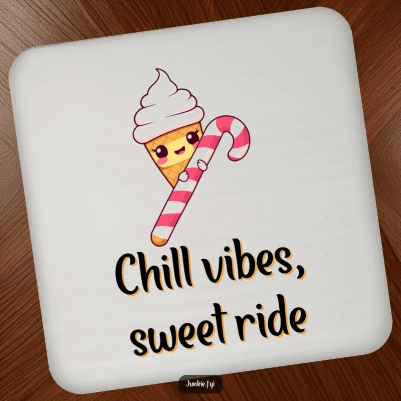 Funny Drink Coasters: Ice cream cone slides down a candy cane, protecting surfaces with a touch of sweet humor.